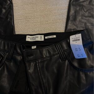 Abercrombie & Fitch Black Vegan Leather Pants ultra high rise 90s straight